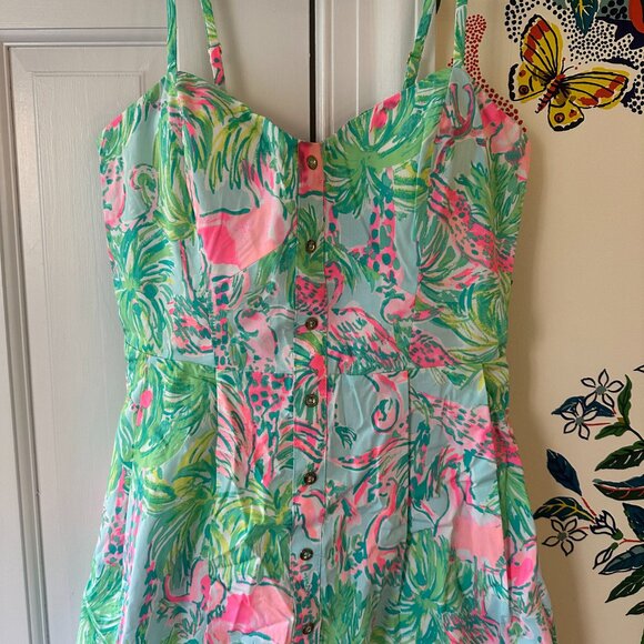 NWT Lilly Pulitzer Easton Dress Seasalt Blue on Parade - Picture 3 of 6